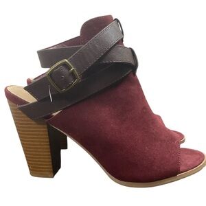 Just Fab Elegant Burgundy Peep-Toe Heels size 10